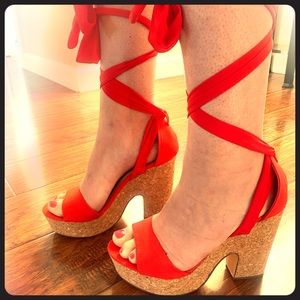 Shoedazzle Lace up Wedge Heels